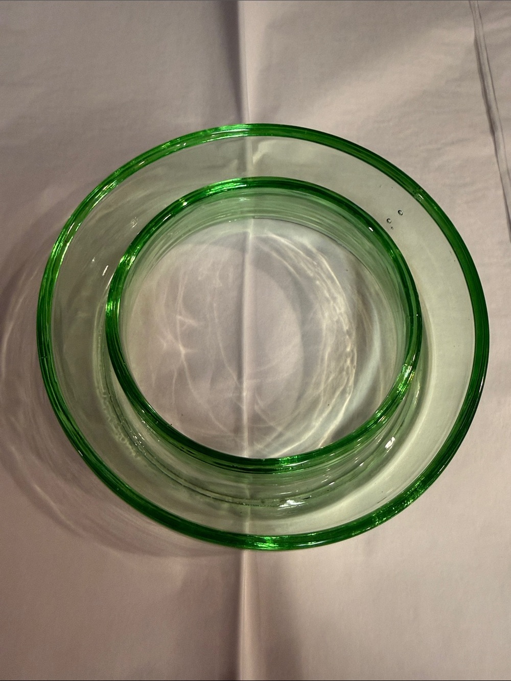 Vintage Uranium Glass Art Deco Posy ring Bowl Vase